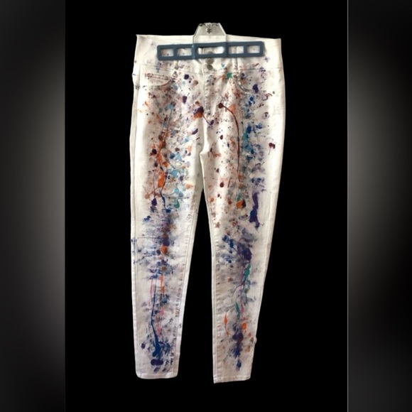 WAX Jeans Paint splatter white Jeans. Butt I love you Abstract High Waist. PRIDE - Picture 4 of 15
